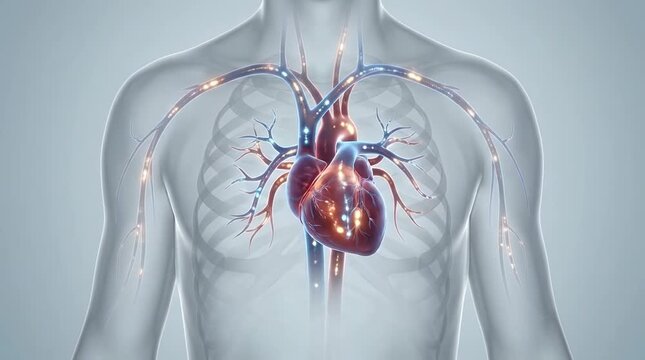 Human heart and circulatory system animation