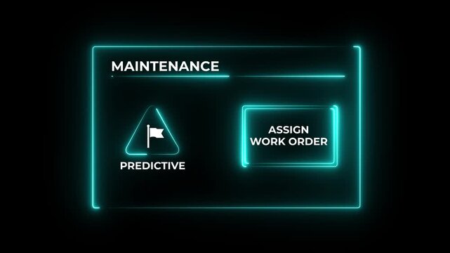 neon Interacting with Predictive Maintenance Work Order Interface.4k motion graphics video