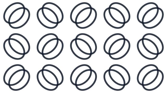 Interlocking Rings Pattern Rotating Seamlessly On Minimalist White Background