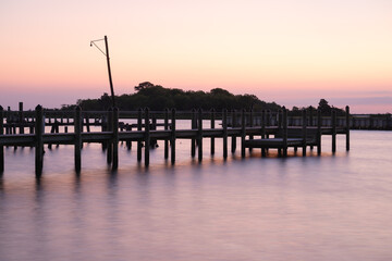 Fototapeta premium Dawn Over the Waterfront at Messick Point in Poquoson, Virginia