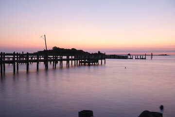 Fototapeta premium Dawn Over the Waterfront at Messick Point in Poquoson, Virginia