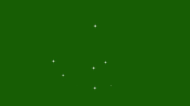 Beautiful Twinkling Star Lights Animation with Dreamy Sparkle Effects, Glowing White Doodle Stars, Fast Glitter Motion, Flat Vector Style, Green Screen Background, 4K Seamless Loop