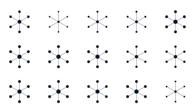 Digital Connectivity Snowflake Dot Grid Pulsing Animation