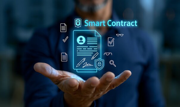 Smart contract automation, blockchain transaction, decentralized automation, crypto transaction, AI-powered contract execution, cloud-based legal document verification, agreements, e-contract system