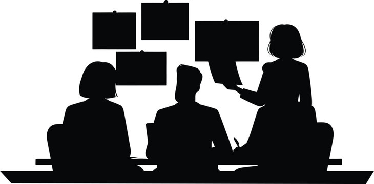 Team collaboration brainstorming session with digital interface elements