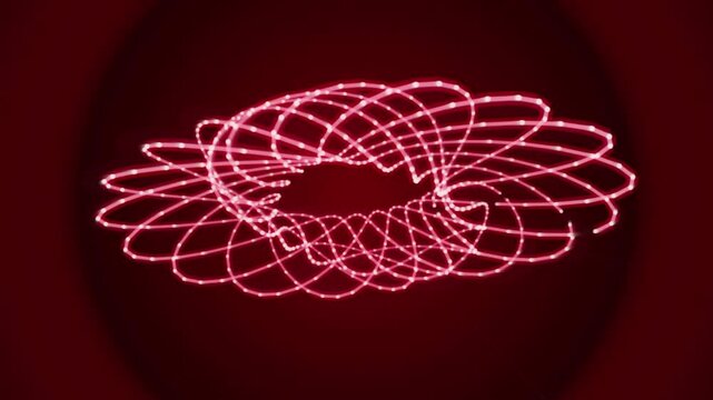 Glowing Pink Geometric Spirograph Ring Network Motion Background Loop
