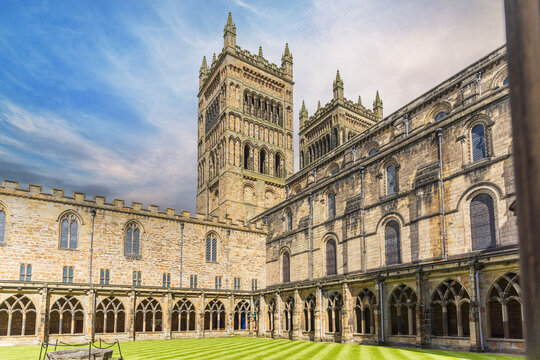 Cloister Garth and Central Tower of Durham Cathedral in Durham, England