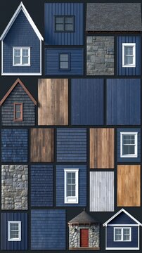 Various architectural elements and textures for house construction and renovation projects