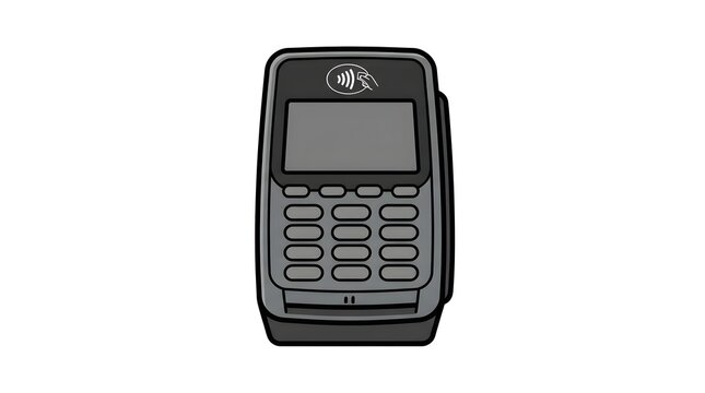 Vector illustration of a point of sale terminal for contactless card payments, isolated on white background.