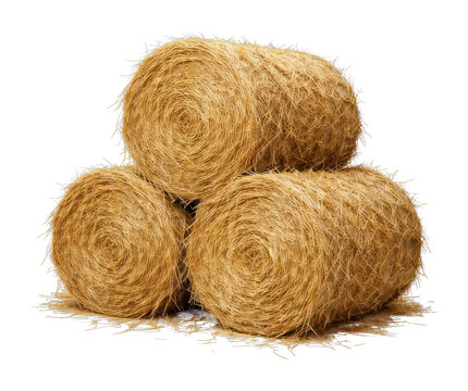 PNG Three stacked hay bales isolated.