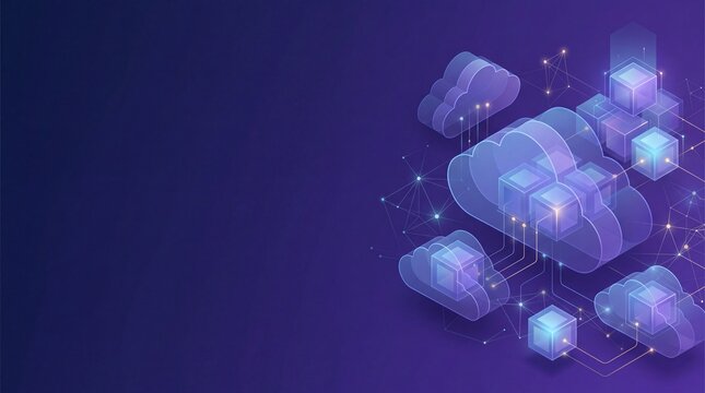 Abstract cloud computing network background with copy space