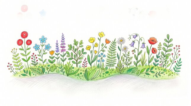 Easter Spring Background with Colorful Eggs, Flowers, Butterflies and Greenery, Festive Floral Holiday Vector Illustration for Greeting Cards and Seasonal Design