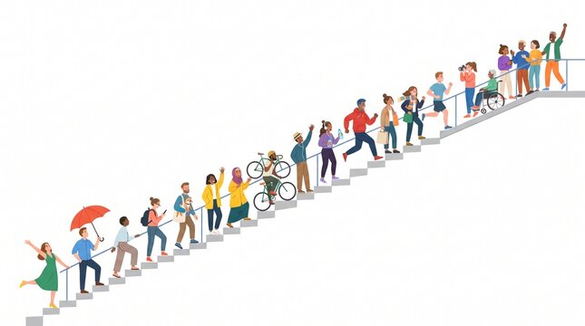 Business Team Collaboration with Diverse People, Global Network Connections and Growth Graph Concept, 