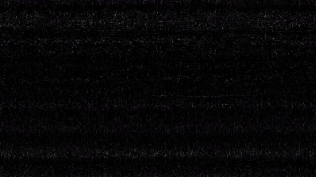 Retro VHS static noise loop with horizontal scanline interference overlay on black background