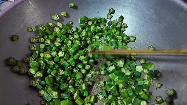 Indian Vegetarian Okra Recipe , raw veg fry