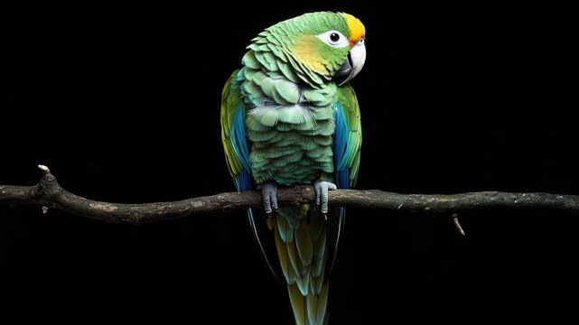 Vibrant Green and Yellow Parrot Perched on a Branch