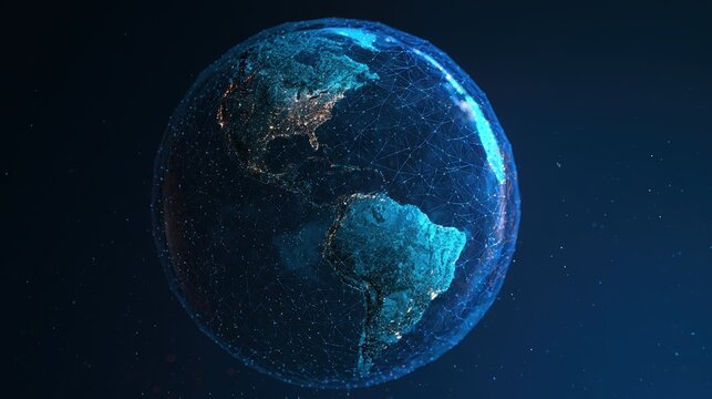 Global data wireframe globe glowing blue international law concept
