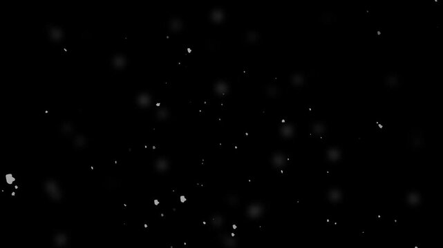 Medium snowflakes drift slowly on transparent alpha background with minimal motion. Subtle minimalist snowfall adds quiet winter mood to scenes. Perfect for editors seeking clean delicate.