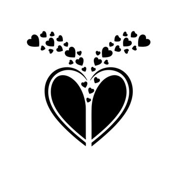 Heart shape with floating small heart particles icon vector illustration for international day of charity, spreading love, kindness, social support, and non profit organization campaign