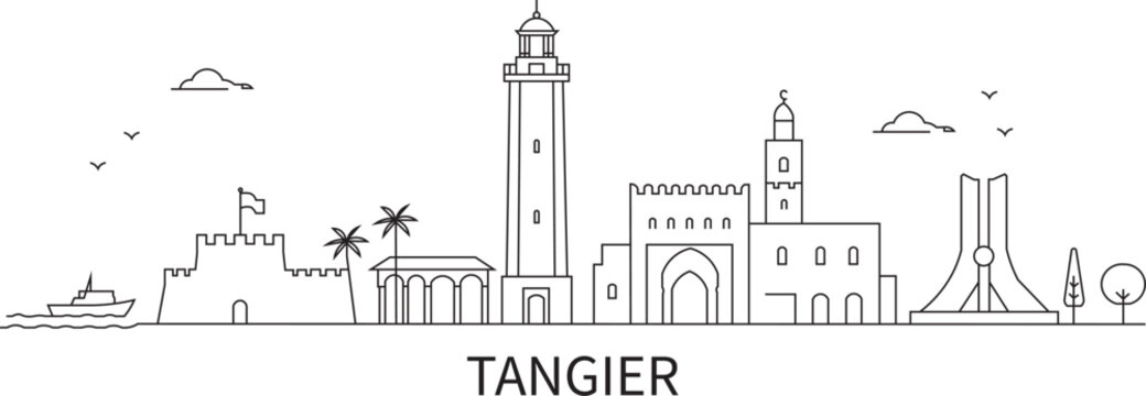 Tangier's skyline in simple, elegant line art
