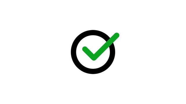 Green Check Mark Inside Black Circle Isolated