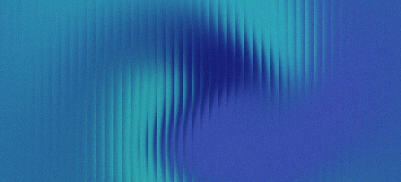Abstract blue and cyan gradient background with vertical lines and ribbed texture. Modern cobalt and teal blue pattern with soft light effects. Minimalist geometric backdrop with noise grain