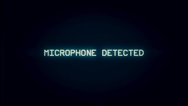 Retro digital text messages on a dark screen show YOUR DATA HAS BEEN COPIED, MICROPHONE DETECTED, and THEY KNOW WHERE YOU ARE. Cybercrime, privacy invasion, and surveillance fears.
