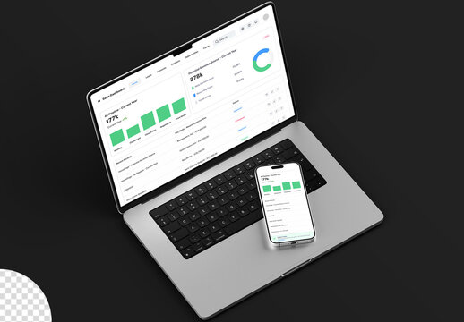 Laptop And Phone Mockup Isolated Responsive Screen Interface Website App Web Design Presentation
