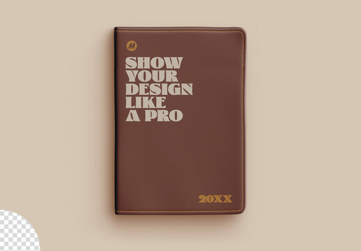 Leather Notebook Cover Mockup Isolated