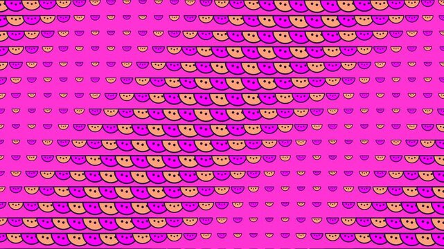 Pink and Orange Crescent Moon Halftone Grid Pulsing Seamless Loop Video Background