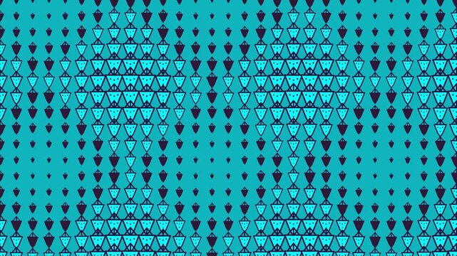 Teal and Dark Blue Strawberry Halftone Pattern Pulsing Seamless Loop Background