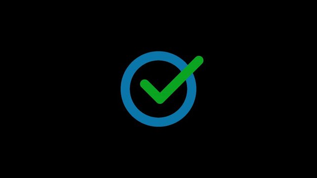 Green Check Mark Inside Blue Circle Isolated