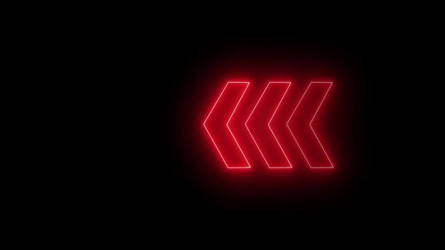 Fast forward sign moving arrows sign right to left animation concept, arrow loop animation left direction concept, arrow loading icon animation on black background.