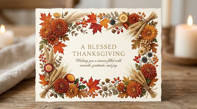 Autumn floral frame with blank space for text or design