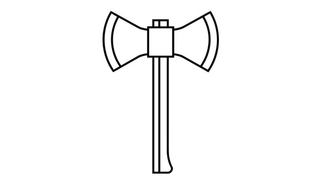 Double headed battle axe outline illustration isolated on a white background for design and gaming assets.