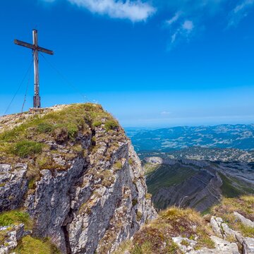 Summit cross on Hoher Ifen in Kleinwalsertal Austria