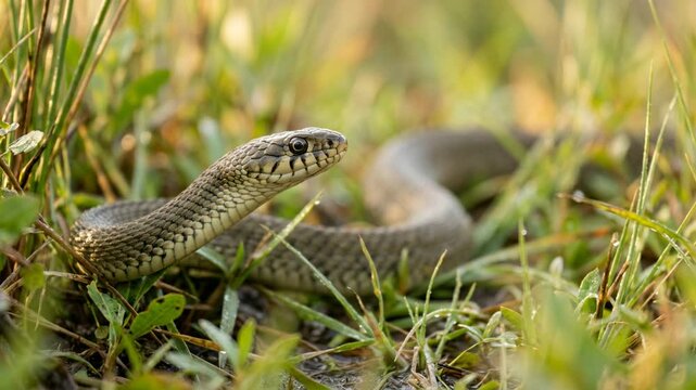 keelback snake close up at morning light in western ghats india forest video