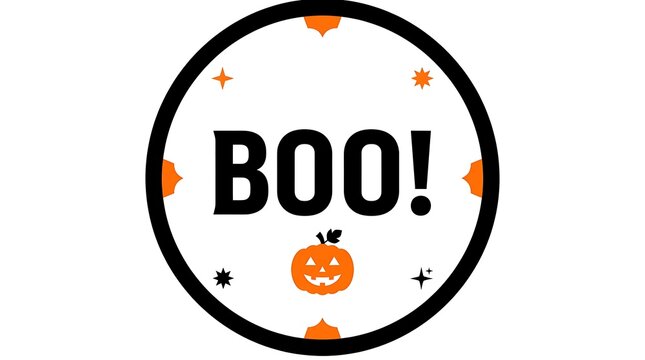 Circular Halloween Boo Design with Pumpkin and Stars text round