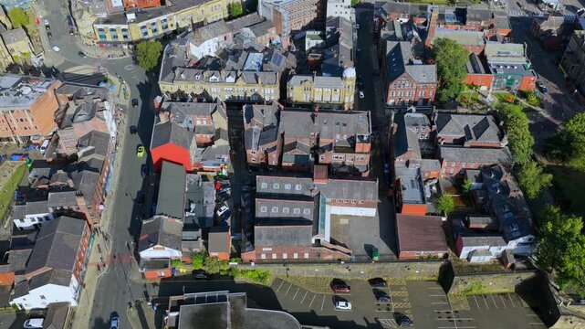 Aerial Video of Bury Town Centre Victorian Architecture and Streets