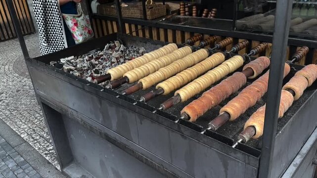 Trdelnik Chimney Cakes At A Prague Bakery Stall