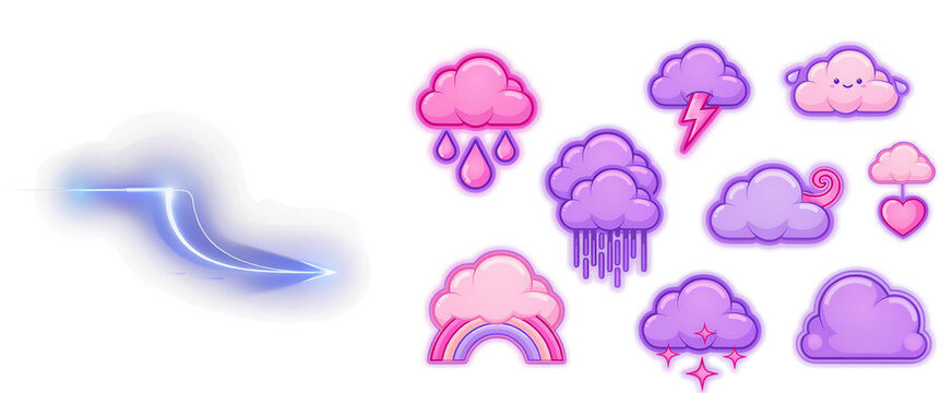Cute pixel art cloud icon set collection