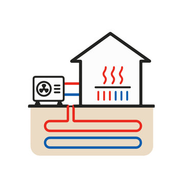 Ground Source Heat Pump with Underground Heating Loop Diagram