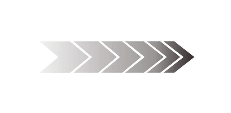 A graphic representation of an arrow made of sequential chevron shapes, indicating progress or direction. The arrow transitions from light grey to dark grey.