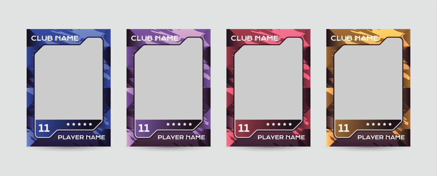 trading card template design for sports, picture frame for player performance, photo frame or border collection for hockey, basketball and football player, sports flyer design, template eps 10.