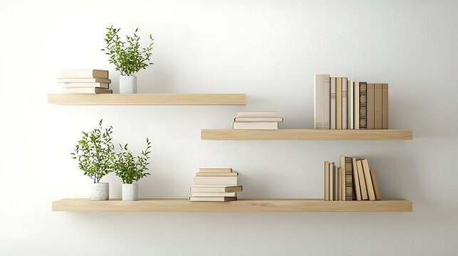 Wooden Floating Rack Book Display High Resolution Picture