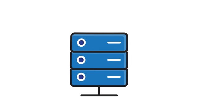 Server animated. The core of an operating system. Management, gear, maintenance, future. Flat design style.