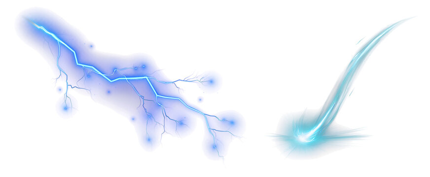 Bright blue lightning bolts on dark