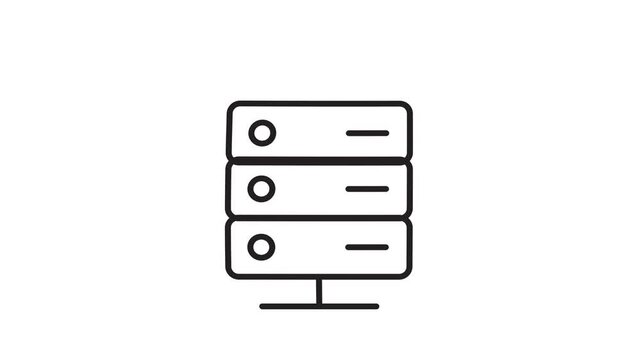 Server animated. The core of an operating system. Management, gear, maintenance, future. outline design style.