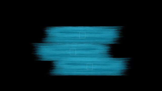 Dynamic triple cyan blue brush stroke text banner overlay on black screen background, creative video editing overlay, abstract visual effects graphic element for video editing.4k loop animation