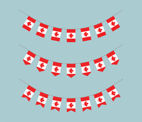 Obraz premium Canada Hanging Flag on Rope Vector Illustration. Canada Flag Decoration Hanging Vector Design
